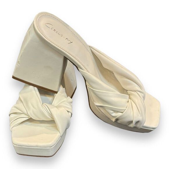 Circus NY Marianna Block Heel White Vegan Leather Sandals Size 6.5 - Picture 6 of 8